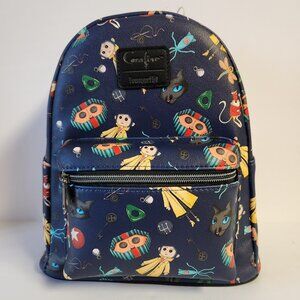 Loungefly Coraline Mini Backpack Icons All Over Pattern Bag New